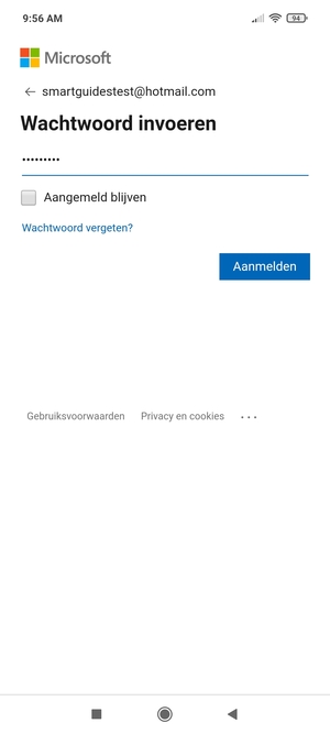 Voer uw Hotmail wachtwoord in en selecteer Aanmelden
