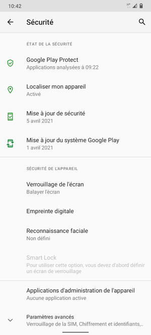 Sélectionnez Verrouillage de l'écran