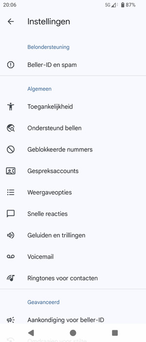 Selecteer Voicemail