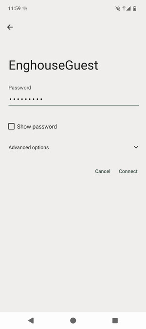 Enter the Wi-Fi password and select Connect