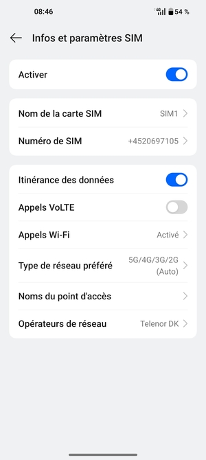 Activer ou désactiver Itinérance des données
