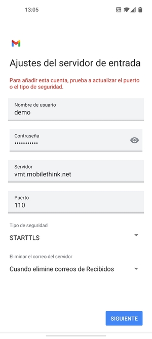 Seleccione Tipo de seguridad