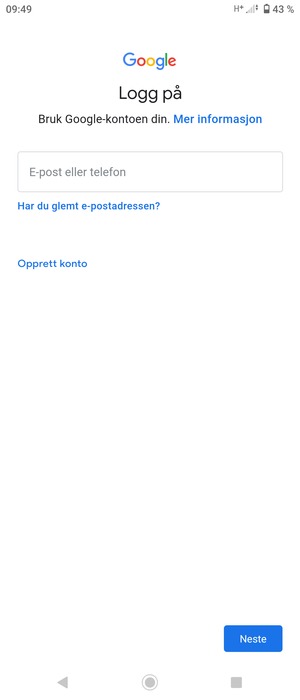 Skriv inn din Gmail-adresse og velg Neste