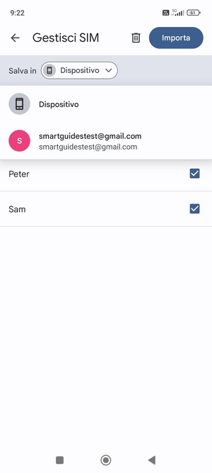 Seleziona il tuo account  Google