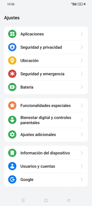 Desplácese y seleccione Información del dispositivo