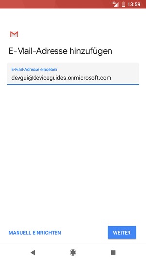 Geben Sie Ihre E-Mail-Adresse ein und wählen Sie MANUELL EINRICHTEN