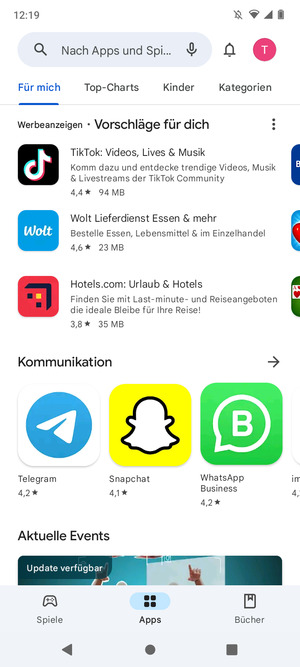 Wählen Sie die Suchleiste