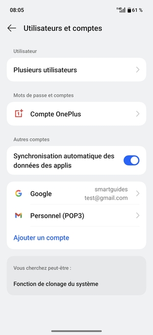 Sélectionnez votre compte Google