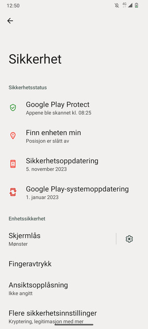 Telefonen din er nå sikret med en skjermlås