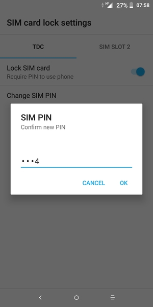 Confirm your new SIM PIN and select OK