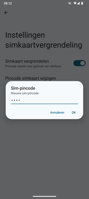Voer uw Nieuwe sim-pincode in en selecteer OK