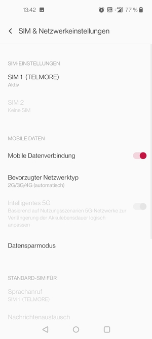Wählen Sie SIM 1 oder SIM 2