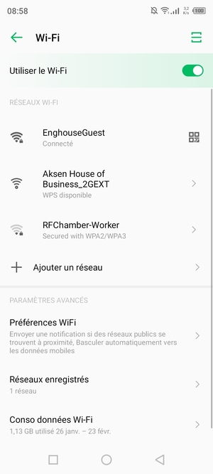 Vous êtes maintenant connecté au réseau Wi-Fi