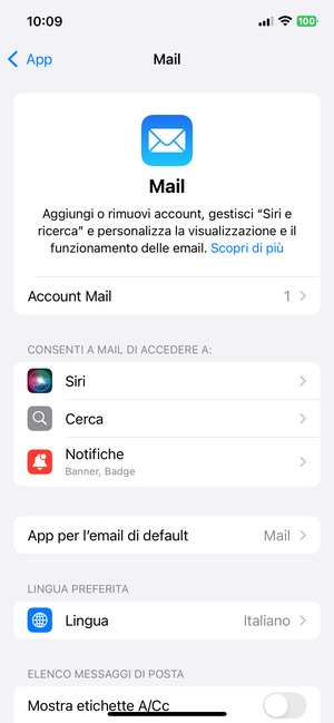 Seleziona Account Mail