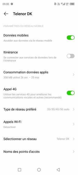 Faites défiler et sélectionnez Noms des points d'accès