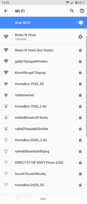 Du er nå koblet til Wi-Fi-nettverket