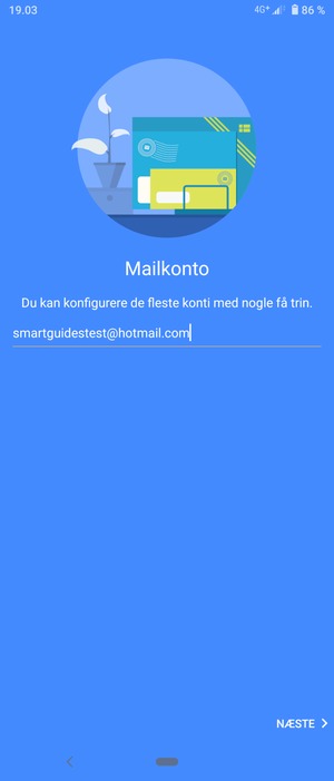 Indtast din Hotmail adresse og vælg NÆSTE