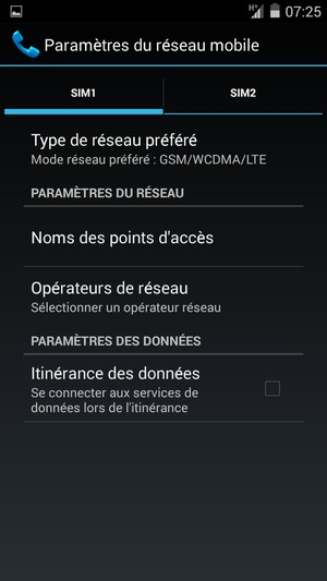 Pour changer de réseau en cas de problèmes de réseau, sélectionnez Opérateurs de réseau