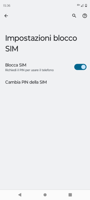 Seleziona Cambia PIN della SIM