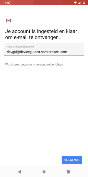 Geef uw account een naam en selecteer VOLGENDE