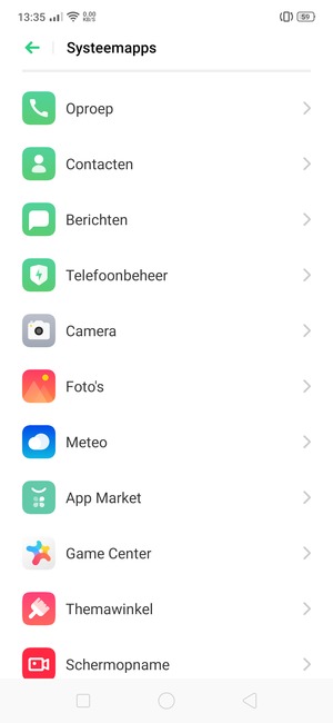 Scroll naar en selecteer Contacten