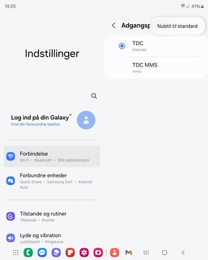 Vælg Nulstil til standard