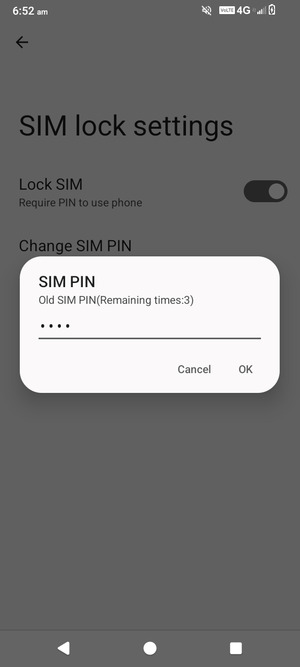 Enter your Old SIM PIN and select OK