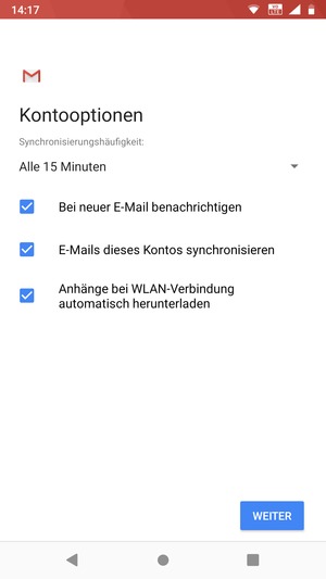 Wählen Sie WEITER