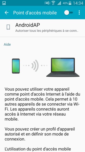 Sélectionnez le bouton du Menu