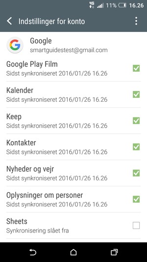 Kontroller at Kontakter er valgt