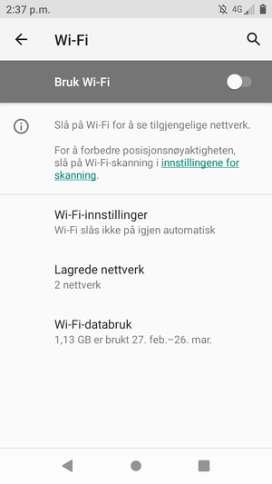 Slå på Bruk Wi-Fi