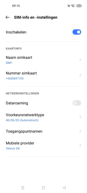 Om van netwerk te wisselen in geval van netwerkproblemen, selecteert u Mobiele provider