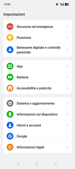 Seleziona Sistema e aggiornamento