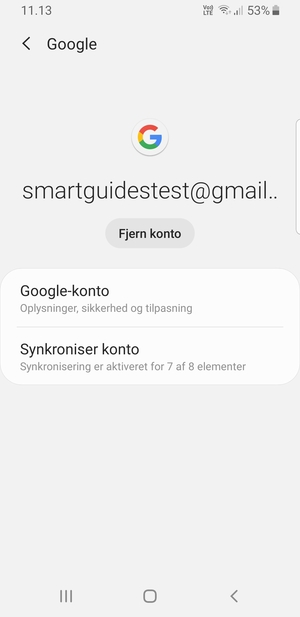 Vælg Synkroniser konto