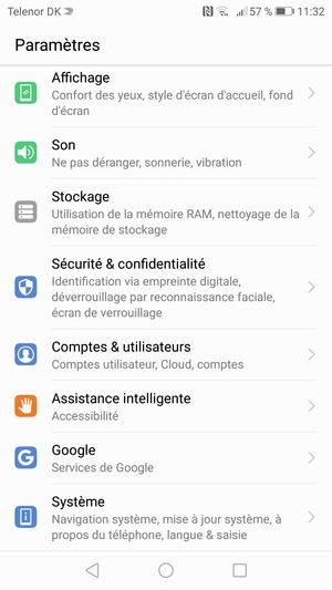 Faites défiler et sélectionnez Système