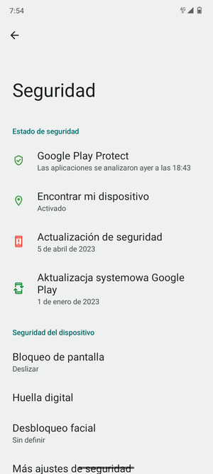 Seleccione Bloqueo de pantalla