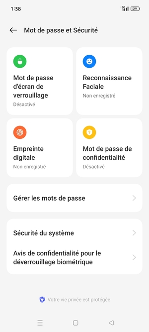 Sélectionnez Sécurité du système