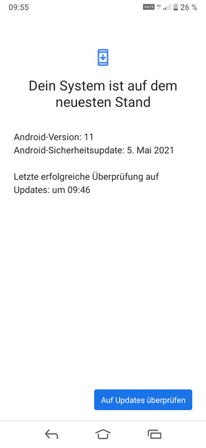 Falls Ihr Handy aktualisiert ist, wird Ihnen der folgende Bildschirm angezeigt