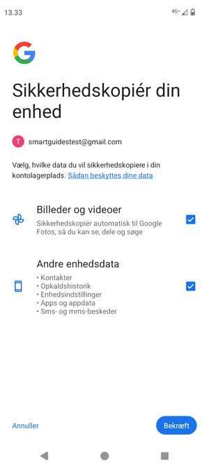 Vælg dine foretrukne muligheder og vælg Bekræft