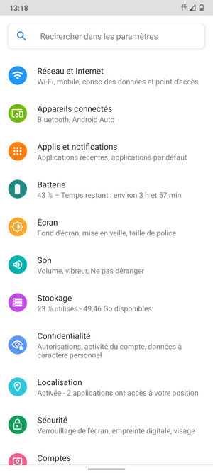 Sélectionnez Réseau et Internet