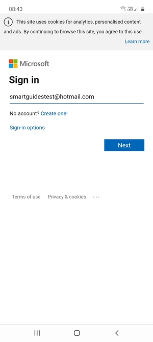 Enter your Hotmail address and select Next