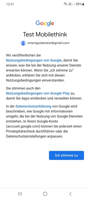 Wählen Sie Ich stimme zu