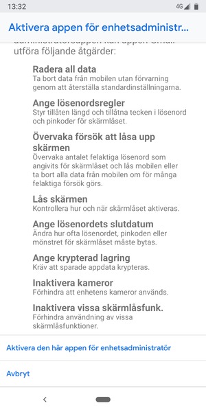Scrolla ner och välj Aktivera den här appen för enhetsadministration