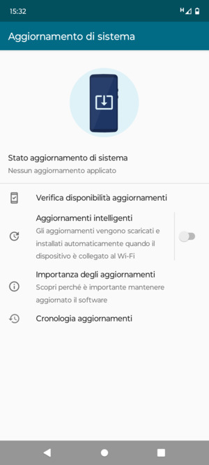Seleziona Verifica la disponibilitá di aggiornamenti