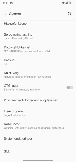Vælg Systemopdateringer