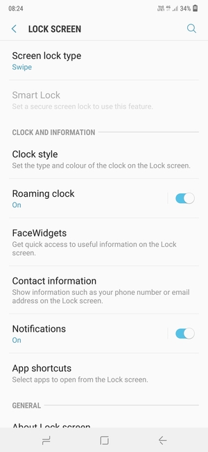 Select Screen lock type