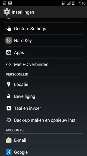 Scroll naar en selecteer Beveiliging