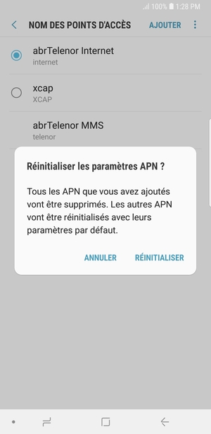 Sélectionnez RÉINITIALISER