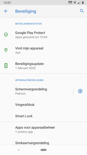 Uw telefoon is nu beveiligd met een schermvergrendeling