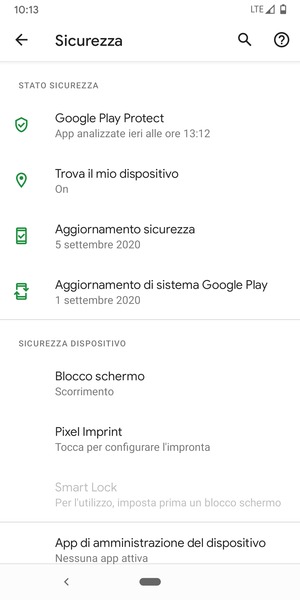 Per attivare il blocco dello schermo, vai al menu Sicurezza e seleziona Blocco schermo
